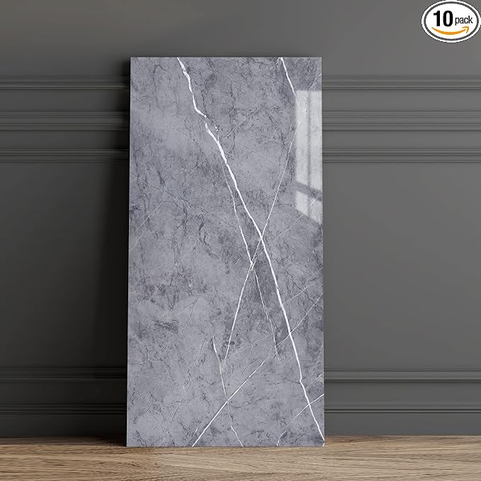 Haimin 3D Wall Panels Peel and Stick Marble Tile Look 10 Pack Waterproof | Lightweight, each 23.6x11.8in, total 19.4 sq ft. Kitchen & bath backsplash, bedroom/living rm decor. Marble-look faux tile. by HaiminHomeDecorWallpaper