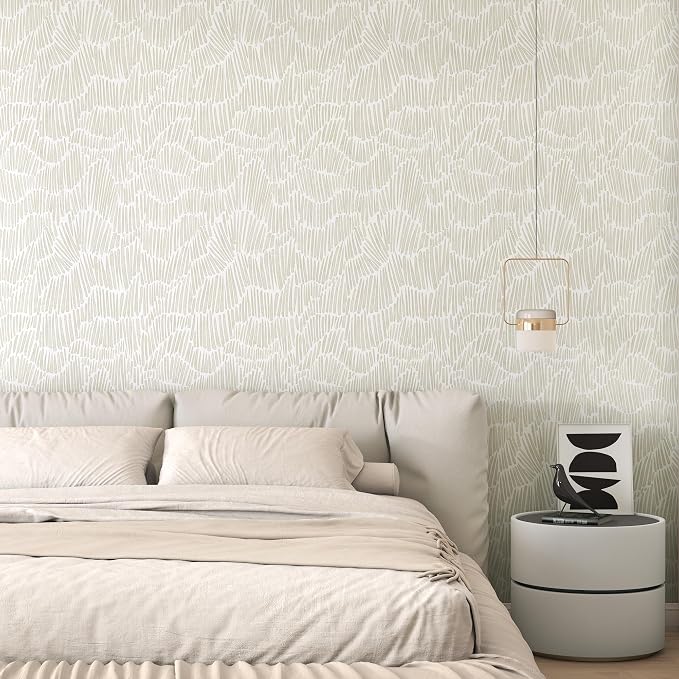 Theper Beige Peel and Stick Wallpaper Modern Contact Paper 17.3"×787" | Boho Removable Self Adhesive Wallpaper for Bedroom Waterproof White and Gold Striped Wall Paper for Home Vinyl - Image 6