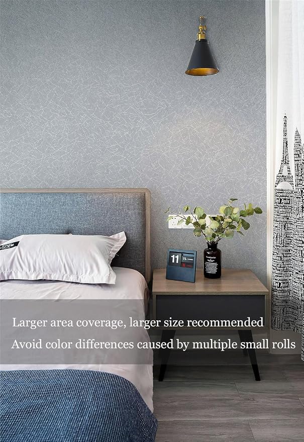 Safiyya 17.3 inch X 118 inch Peel and Stick Wallpaper Silver Grey Silk Wallpaper Textured Removable Wall Paper Self Adhesive Contact Paper for Walls Vinyl Rolls - Image 4
