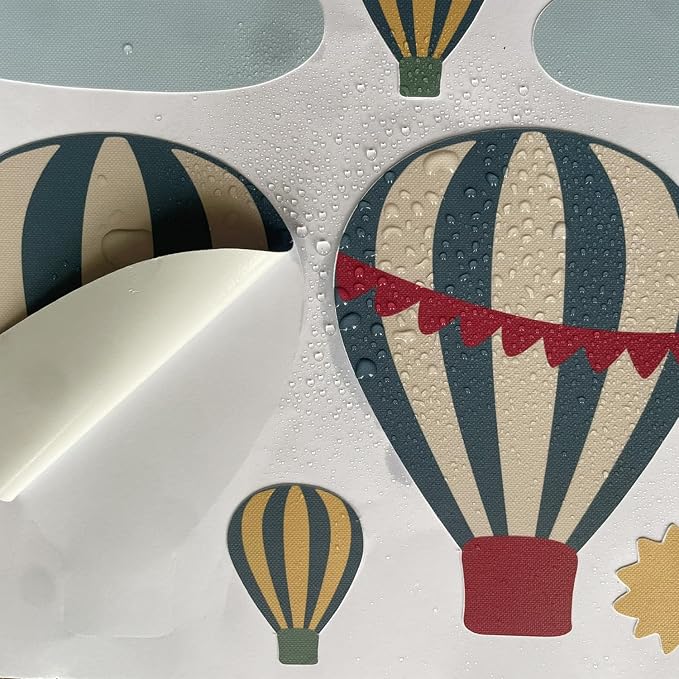 50pcs Hot Air Balloons Clouds Fabric Wall Stickers,Vibrant Self-Adhesive Wall Decals Easy Removable DIY Kids Room Toddlers Bedroom Nursery Decor - Image 2