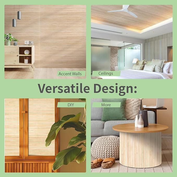 Art3d 48 x 96 in Natural Bamboo Wall Panel, 2-Pack, Light-Carbonized | Renewable Raw Board, Waterproof, No Emission, Wear-Resistant, Freely Cuttable, Stylish Wall Decor for Bedroom and Office - Image 6