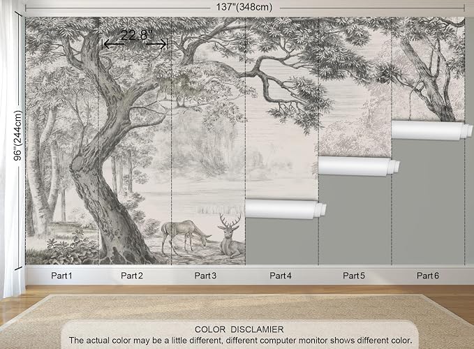 Forest Wallpaper Peel and Stick Woodland Landscape Wall Mural | 137"x96", Self Adhesive Canvas, for Bedroom Living Room Bathroom, Seamless, No overlapping - Image 3