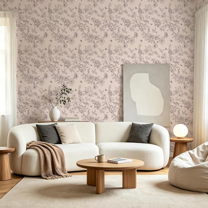 Froluya Brown Floral Peel and Stick Wallpaper Shelf Liner 17.7in×196.8in | Vintage Brown Contact Paper Boho Self Adhesive Wallpaper Floral Bird Removable Vinyl Wall Paper for Bathroom Cabinets Decor - Image 8