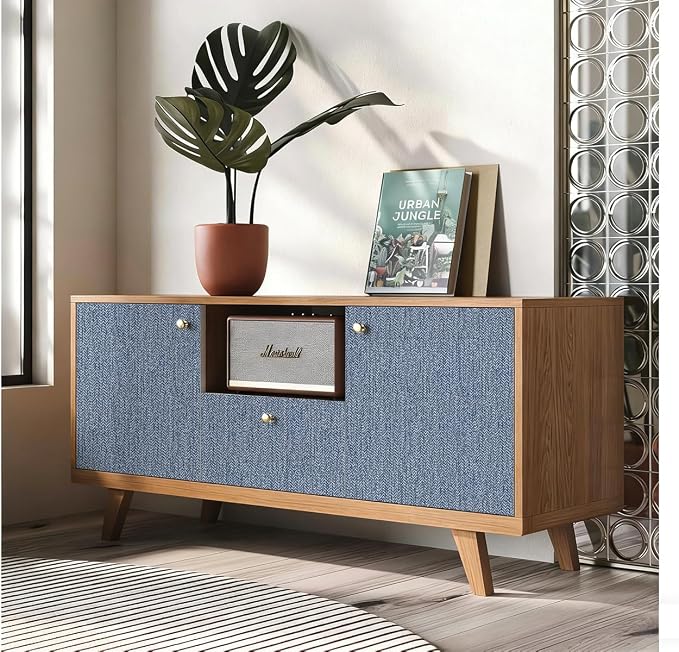 Grasscloth Peel and Stick Wallpaper Blue Contact Paper 16in x 118in | Faux Linen Vintage Wallpaper Textured Removable Wall Paper Grass Cloth Cabinets Bedroom for Cabinet Self Adhesive Vinyl - Image 4