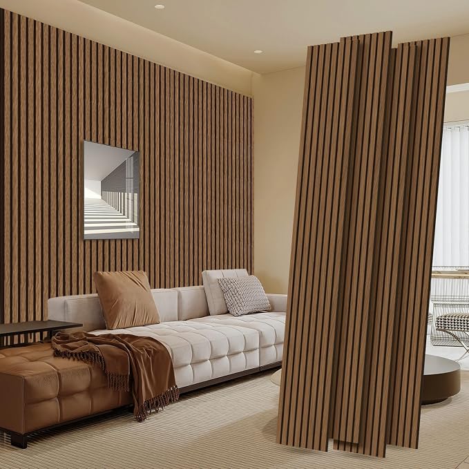 RITOLLO 4 Pack Wood Panels for Wall, 90.55"×12.6" Wood Slat Acoustic Panels for Wall, Soundproof Panels, 3D Fluted Panels for Interior Wall Decor (Walnut) by Ritollo