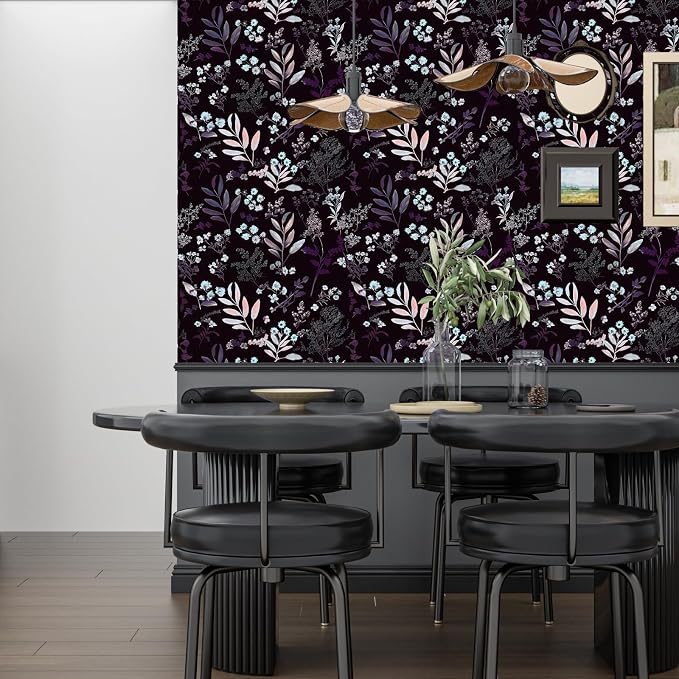 Laatse Vintage Floral Peel and Stick Wallpaper 17.5'' x 393'', Pink Purple | Self Adhesive/Removable/Waterproof/Thick Vinyl Contact Paper for Bathroom Bedroom Shelf Cabinet Drawer,Prepasted,Easy Peel - Image 4