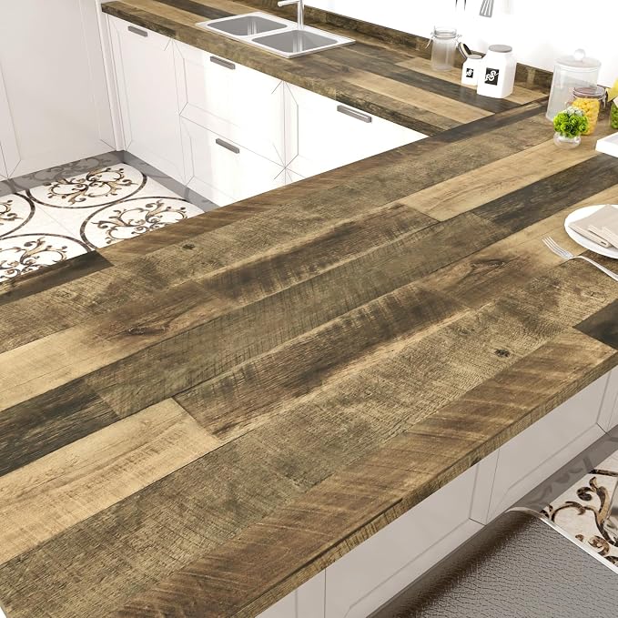 WESTICK Large Wood Conatct Paper Self Adhesive Counter Top Vinyl Wrap | Waterproof Brown Wood Wallpaper Peel and Stick Countertops for Kitchen Tables Desk Covers Cabinets Dresser Camper 36" x 120" - Image 3