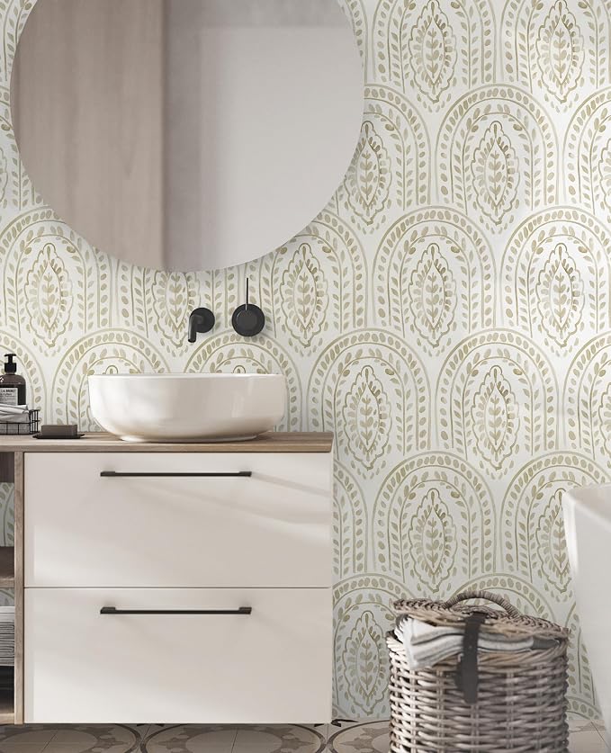 Boho Peel and Stick Wallpaper Removable Wall Paper Neutral Contact Paper Removable Peel and Stick Brown and White Self-Adhesive Wallpaper for Bathroom Bedroom Kitchen Wall Decor 17.3" x 118" - Image 4