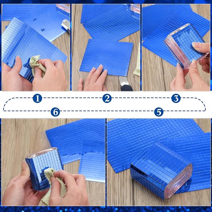 7200 Pieces Blue Disco Mirror Tile Self-Adhesive Mirrors Mosaic Tile - Image 4