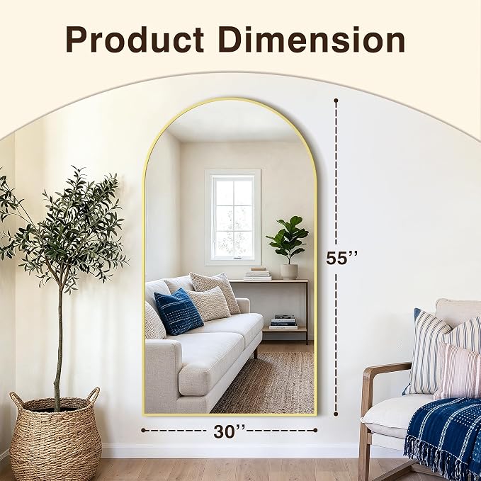 Arched Bathroom Vanity Mirror for Over Sink, 50”x30”, Gold - Image 2