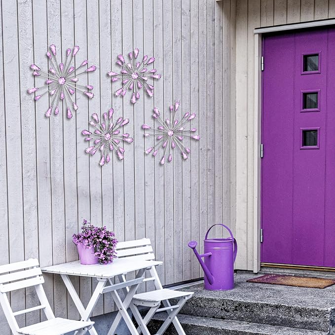 Hicarer 4 Pcs Starburst Wall Decor, Metal Wall Art, Purple - Image 7