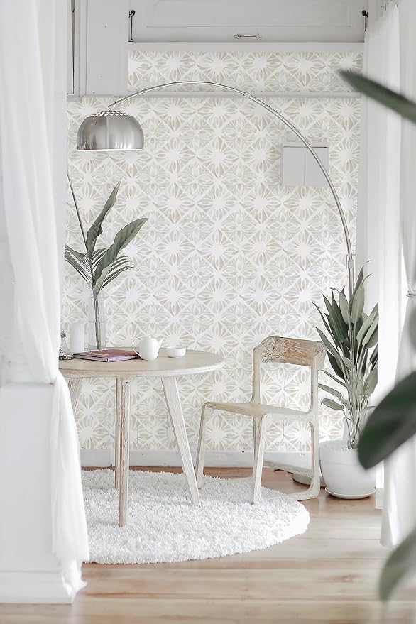 Geometric Peel and Stick Wallpaper Boho 197 "x16.1 White and Gray Wallpaper White Contact Paper Removable for Bedroom Waterproof Removable Shelf Liner Decal Vinyl Roll - Image 6