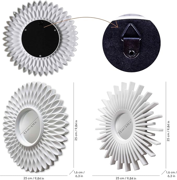 BONNYCO Wall Mirrors Pack of 3, Round White Mirrors for Home Decor, Bedroom and Room. Espejos Decorativos de Pared Sala Dormitorio, Circle Wall Decor Minimalist Vintage, Chic. Gifts for Women Mums - Image 4