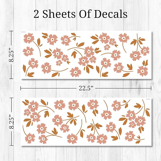 Boho Flower Wall Decals - Set of 30 Vinyl Flower Room Decor Peel and Stick Removable Floral Stickers for Nursery Bedroom Bathroom - Image 4
