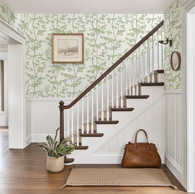 Heroad Peel and Stick Wallpaper Sage Green Tree/Leaf Cottage Contact Paper | Waterproof Removable Botanical Wall Paper for Bathroom,17.3''x196'',Modern Farmhouse Decor Vinyl for Bedroom,Kitchen,Laundry - Image 6