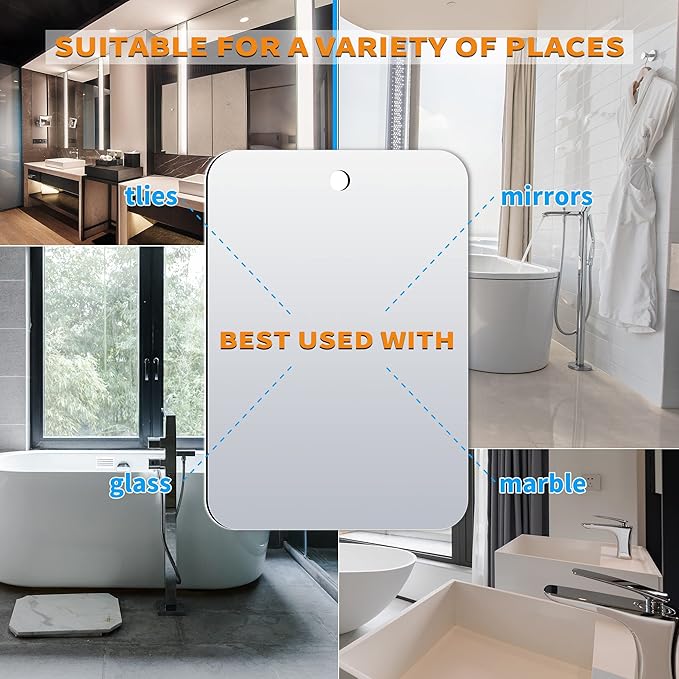Shower Mirror Fogless for Shaving, Medium 8 x 6 inches Small Mirror for Wall Camping, Frameless Portable Hanging Travel Mirrors, Unbreakable Handheld Locker, Makeup Plastic, Shave Mirrors, Bathroom - Image 6
