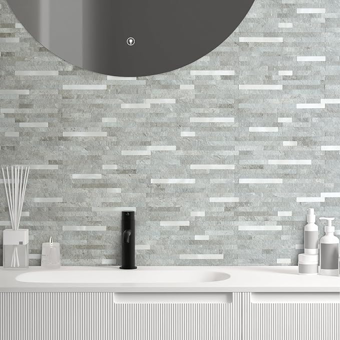 AULIGET 20 Sheets Mountain Rock Peel and Stick Backsplash, PVC Mixed Metal Gold Wall Tile Stick on Backsplash for Kitchen and Bathroom - Image 4