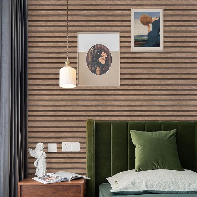 Yun-aeon Natural Wood - Light Tan Slats Peel and Stick Wallpaper for Wall | 17.3"x 300" Self-Adhesive Waterproof Vinyl Removable Wall Paper for Wall Decor Bedroom - Image 3