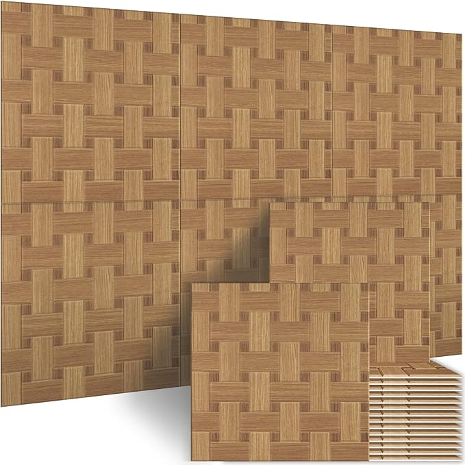 BUBOS 6 Pack Wood Wall Panel,23.6"x23.6" Peel and Stick Faux Acousitc Panel | Luxury Mocha Woodgrain Textured Panel for Wall & Home Decor - Self Adhesive Sound Absorbing for Studio,Office, Living Room by BUBOS
