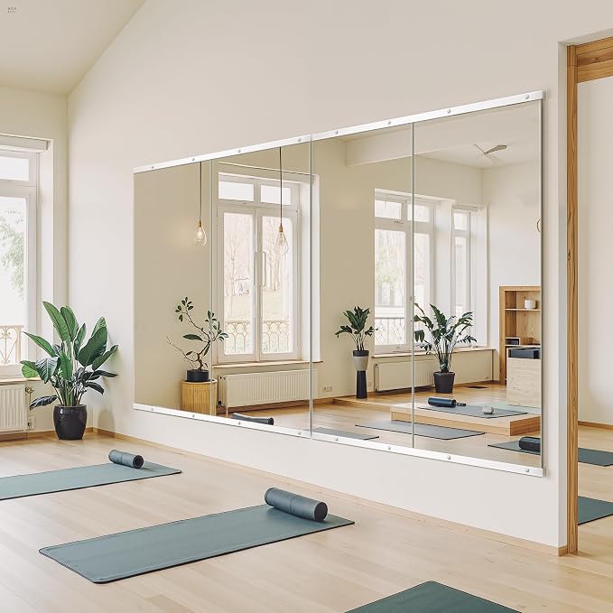 Home Gym Mirror for Wall, 56x28x2PCS Frameless Full Length Mirror, Silver - Image 4