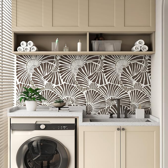 Theper White and Brown Wallpaper Peel and Stick Wallpaper Boho 17.3"×78.8" | Modern Wall Paper Removable Self Adhesive Wallpapers for Bedroom Brown Contact Paper for Cabinets Drawers Shelf Home Vinyl - Image 6