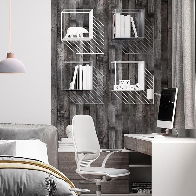 Peel and Stick Wood Wallpaper Grey/Black Vinyl 17.3"×400" Contact Paper Self Adhesive Thick Waterproof Self Adhesive for Cabinets liveroom - Image 9