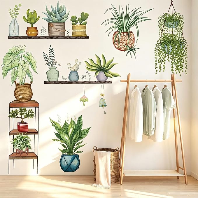 Arawat Plant Wall Decals Peel and Stick Stickers & Murals for Bedroom, Living Room, Bathroom, Kitchen - Boho Decorative Art Decor - Image 4