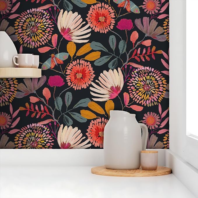 Peel and Stick Wallpaper Floral Contact Paper for Cabinets/Kitchen/Bathroom | Textured Vinyl Stick on Wall paper, Removable, Waterproof, Self-adhesive, Boho, for bedroom/rv/laundry room 17.3" x 236.3" - Image 5