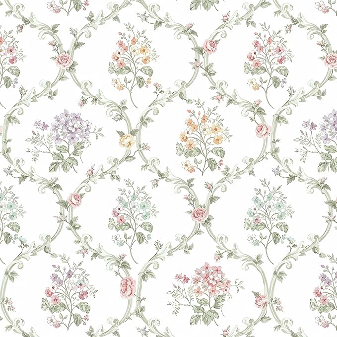 Floral Peel and Stick Wallpaper Thicken for Bedroom 16.9in x 118in | Boho Botanical Contact Paper Green Floral Peel and Stick Wallpaper Removable Self Adhesive Waterproof for Bathroom Nursery by Willowix