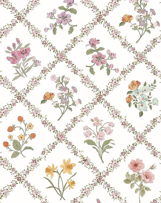 16.9in x118in Red Floral Peel and Stick Wallpaper Watercolor Floral Leaf | Boho Self Adhesive Wallpaper Modern Trellis Contact Paper DIY Removable Wallpaper for Bedroom Cabinets Drawers Decor Vinyl by EchoSphere
