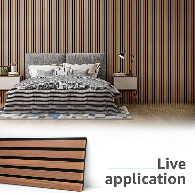 Art3d 6-Pack Soundproof Wood Slat Wall Panels, 94.5 x 7.9 Inch, Walnut | Wood Grain Finish, Effortless Setup, Sustainable, Long-Lasting, Noise Reduction, Easy Care, for Living Room, Bedroom, Office - Image 6