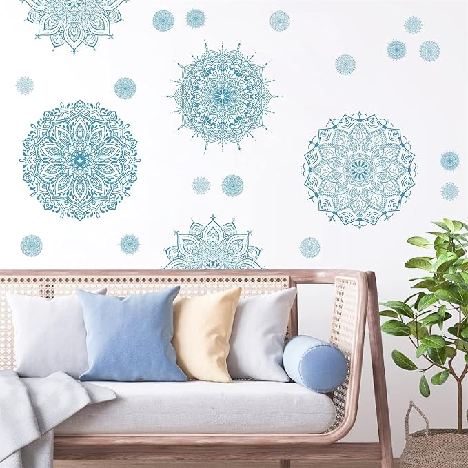 Blue Mandala Wall Stickers Mandala Decals for Window Modern Wall Art Mural | Headboard vinyl decoration, lotus peel and stick, removable, self adhesive, for bedroom living room yoga room home gym decor - Image 5