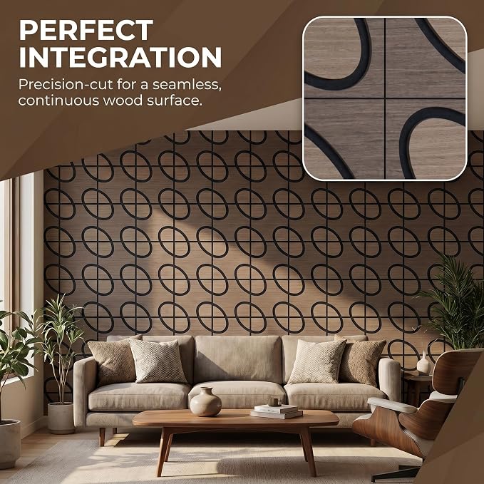 Wood Slat Panels, 12 Pcs 11.8"x11.8",Bean & Heart Black Walnut | 3D Fluted Wood Acoustic Panel Sound Absorbing Panel for Bedroom, Office, Interior Decor, (15.5ft²) Soundproof Panels - Image 7