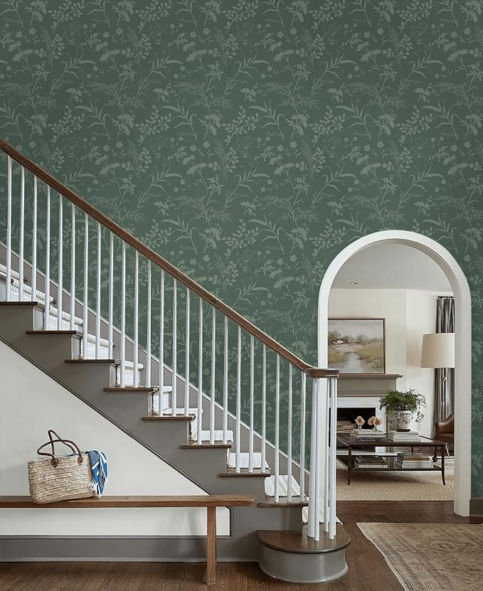 Heroad Sage Green Peel and Stick Wallpaper Boho Floral Contact Paper for Cabinets Waterproof Leaf Removable Wallpaper Self Adhesive Decorative Wall Paper for Bedroom Bathroom Walls 17.3''x196'' - Image 8