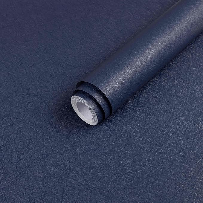 Dark Blue Peel and Stick Wallpaper Removable Self Adhesive Contact Paper | 15.7" x 196.8" Waterproof Silk Boys Wall Covering Poster Board Kitchen Countertop Vinyl Wrap for Bathroom Cabinet by Abyssaly