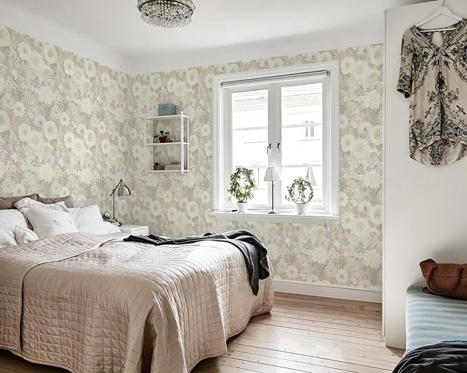 Peel and Stick Wallpaper Floral Beige Contact Paper Vintage Wallpaper Neutral Cottage Boho Farmhouse Removable Renter Friendly Waterproof Wall Paper for Cabinets Kitchen Botanical Vinyl 394" x 17.3" - Image 7