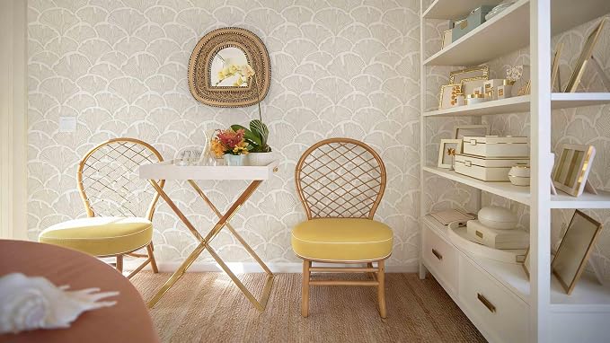 Dimoon Peel and Stick Wallpaper Boho Beige Contact Paper Neutral Cottage Wallpaper Farmhouse Leaf Morden Renter Friendly Removable Wall Paper Botanical for Bathroom Kitchen Bedroom Vinyl 197" x 17.3" - Image 9