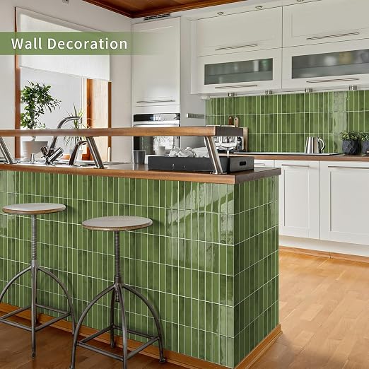 10 Sheets Upgraded Thicker Design Subway Tile Peel and Stick Backsplash | 12”×12”Self Adhesive Wall Tiles Stick on Back Splash for Kitchen,Bathroom,Camper(Green) - Image 7