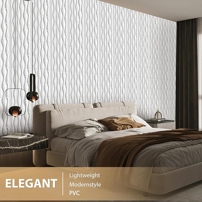 Heikki 30 Pack 3D Wall Panel for Interior Wall Décor, PVC Flower Textured Wall Panels for Living Room Bedroom Hotel Office, 11.8"x11.8", Double-Sided Tape (White-SP) - Image 5