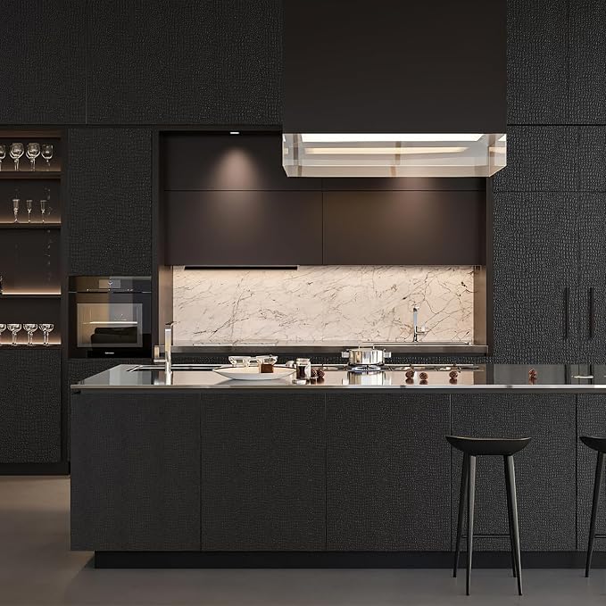 Zeeko Black Crocodile Peel and Stick Wallpaper 23.6" x 400" | Textured Embossed Contact Paper Removable Waterproof Self Adheisve Wall Paper for Cabinet Bedroom Bathroom - Image 3