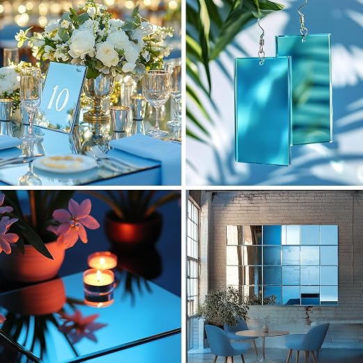 12x12 Inches Light Blue Mirror Acrylic Sheet – 2 Pcs Reflective Acrylic Panel for DIY Crafts, Home Décor & More (30x30 cm) - Image 4