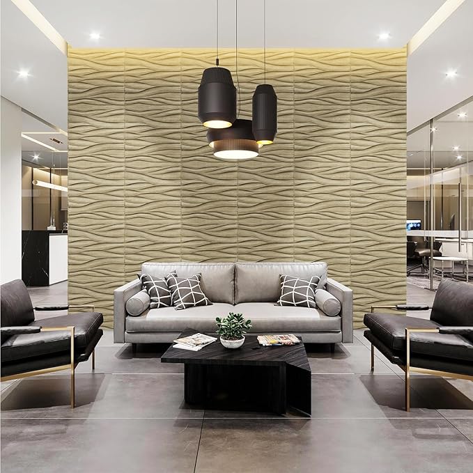 STICKGOO Wave 3D Wall Panels, Natural Oak, 19.7''x19.7'' | Accent Wall Panels for Interior Wall Decor, Living Room, Office, Bedroom, Pack of 12 Cover 32.4 Sq.Ft - Image 4