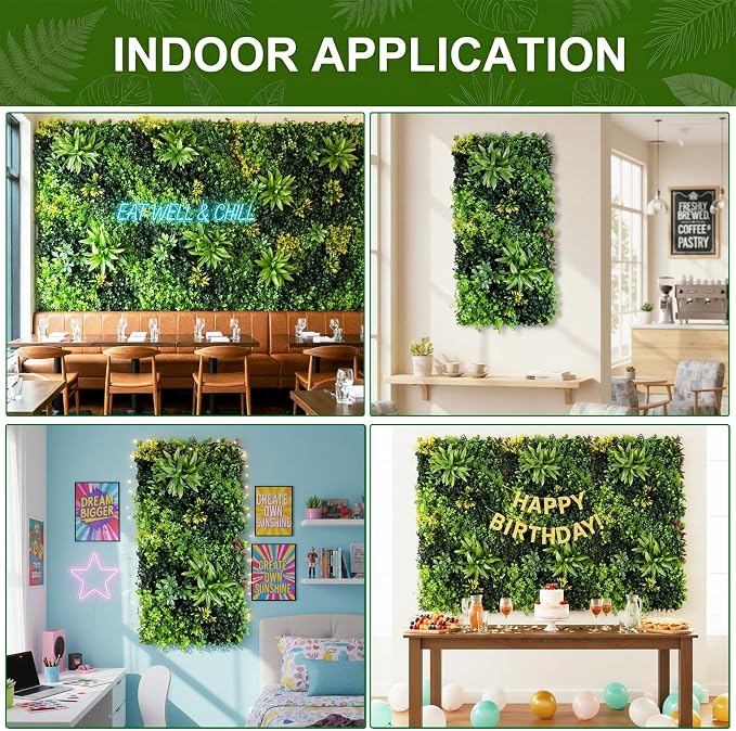 40" x 20" Artificial Grass Wall Panels, UV-Anti Greenery Backdrop Wall | Green Wall Decor for Indoor Outdoor, Garden Patio Balcony Ivy Privacy Screen Plant Wall, Boxwood Hedge Fence Panels - Image 7