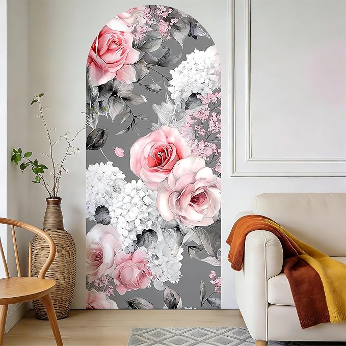 Arch Wall Decals Peel and Stick, Large Wall Stickers, Removable Home Decor Art Wallpaper for Bedroom Living Room 71'' × 31.7'' (Flower -E) - Image 6