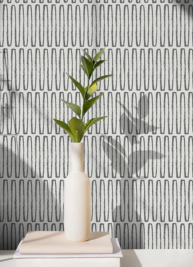 NuWallpaper Porter Charcoal Peel and Stick Wallpaper, Charcoal Patterned Removable Contact Paper for Walls, Self Adhesive Wall Covering for Bedroom Living Room Accent Wall - Image 2
