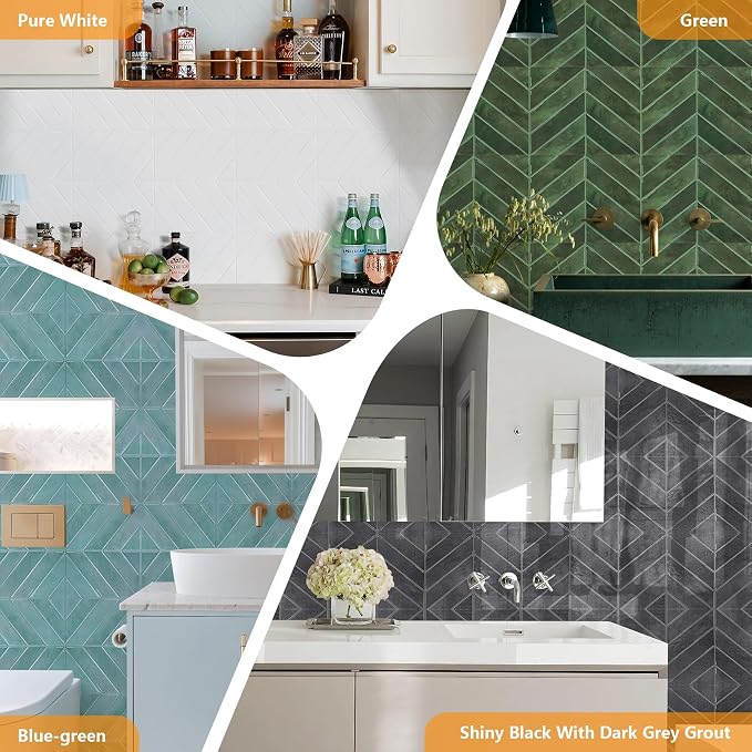 STICKGOO Herringbone Peel and Stick Backsplash Sample Kit, 6.3 x 4.9 in | Quarter-Size Color Samples, Preview the Look and Feel Before Buying, Multiple Colors, Thicker Vinyl, Kitchen/Bathroom - Image 5