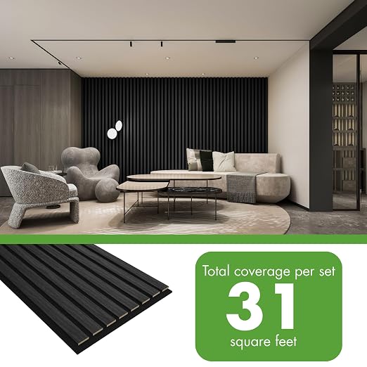 Art3d 4-Pack 12" x 93" Soundproof Wood Slat Panels, 31 sq.ft Acoustic Wall Panels, 3D Wall Panels with Wood Slat Design, Decorative Wood Wall Panel for Accent Walls-Grey Oak - Image 4