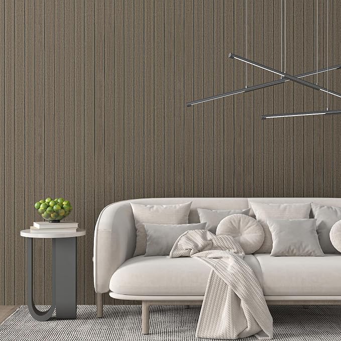 CHIHUT 24"x197" Large Roll Wood Textured Wall Panels Brown Self Adhesive 3D Foam Slat Soundproof Wallpaper for Interior Walls Kitchen Bathroom Thickened Vinyl Decorative Paneling for TV Background - Image 5