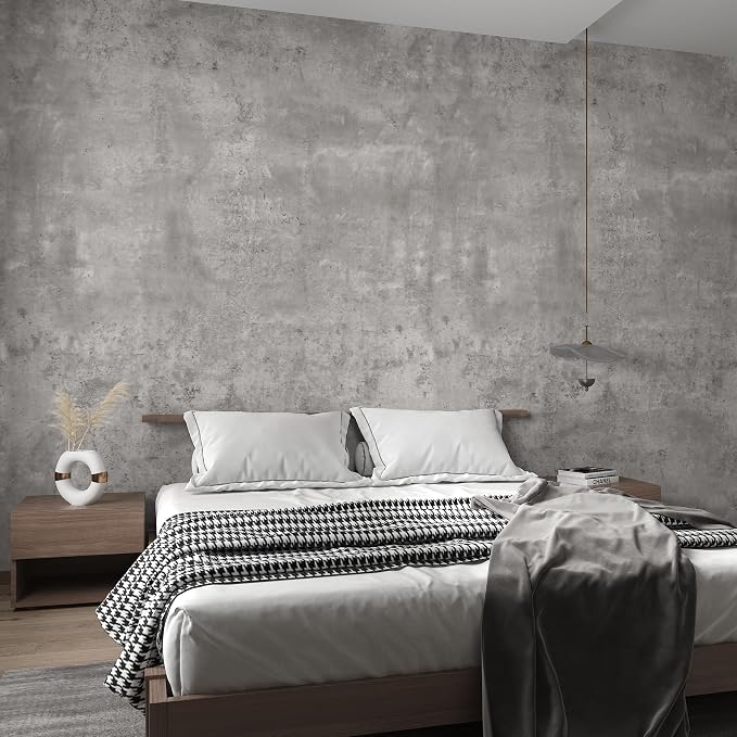3yecao 48"×79" Long Wide Thick Grey Concrete Wallpaper Peel and Stick Waterproof Light Gray Concrete Contact Paper Vinyl Textured Matte Industrial Cement Wall Stickers for Countertops Kitchen Island by 3YECAO