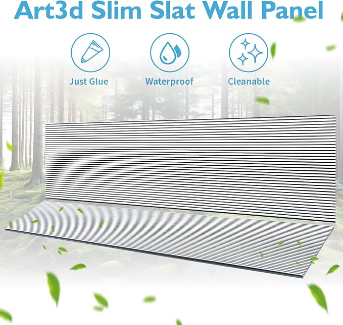 Art3d Fine Bar Design Slim Slat Wall Panel, 104 x 12 Inch, 4-Pack, Poplar | Lightweight, Wainscoting, Waterproof, Easy to Clean, Sturdy, Glue on, Elegant Style, for Bedroom, Office, Home Improvement - Image 5